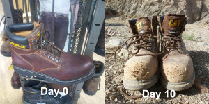 boots Koustubh's new boots, before and after the trip